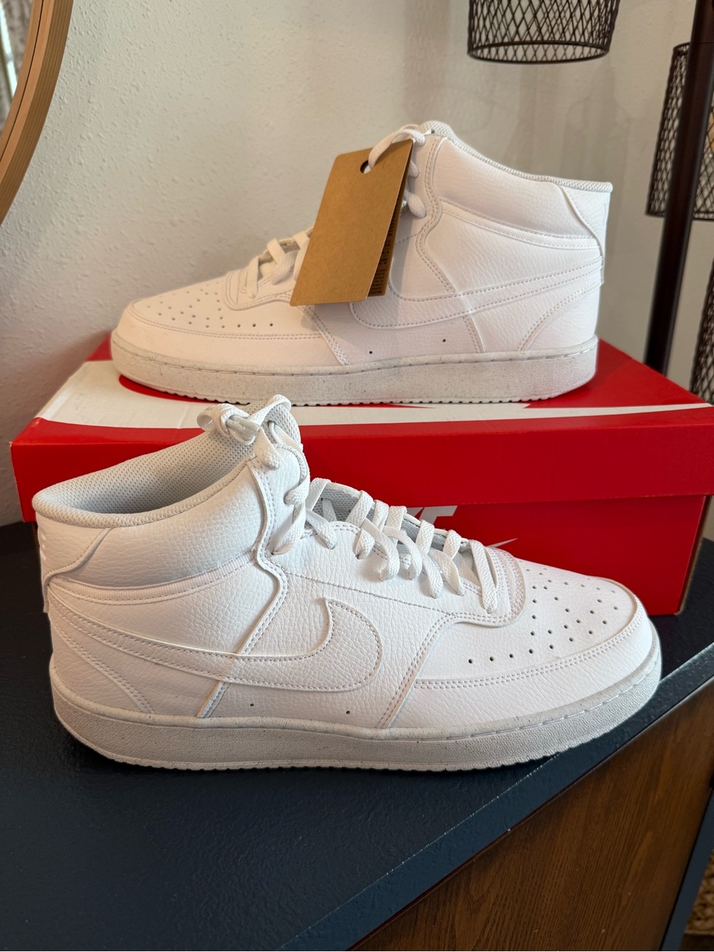 Nike White Mid-Top Leather Sneakers